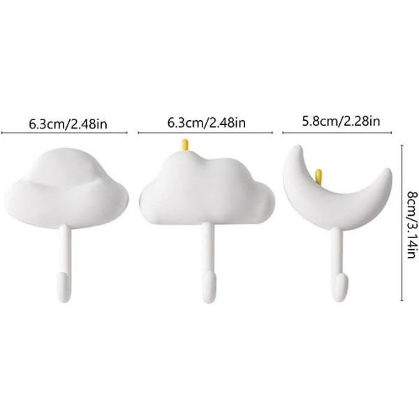 3 stk. Selvklæbende vægkroge Skyform Krog Badeværelse Køkken Krog Nøgleholder Stativ Håndklæde Kroge Hjem Dekoration (Farve: C-3PCS)