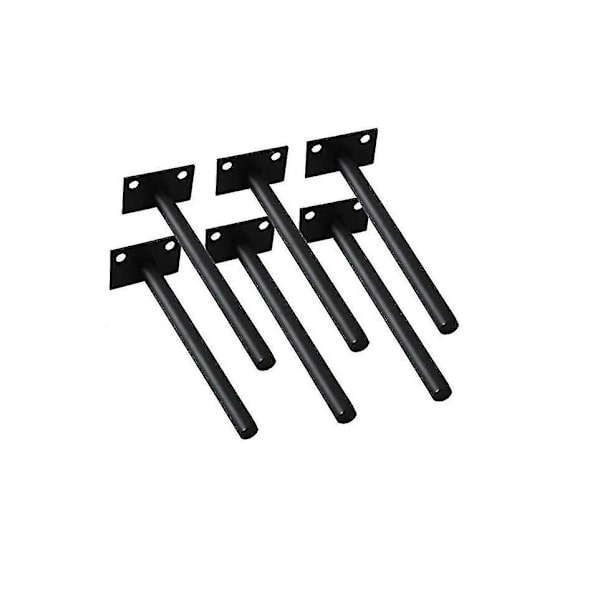Flydende hyldebeslag Heavy Duty Blind Support Brackets 6 stk. skjulte beslag til flydende træhylder (sort - 6 stk.)