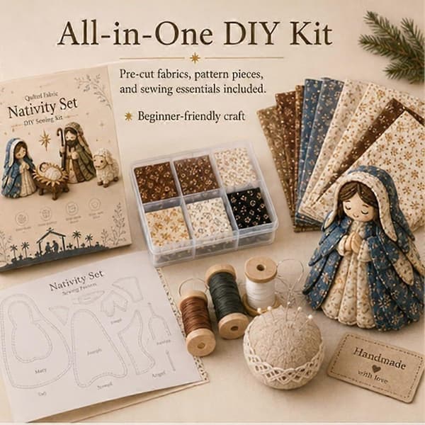 Håndlavet Julekrybbe Patchwork Sæt, DIY Syhåndværkssæt, Ferietema Bordpynt Tilbehør A