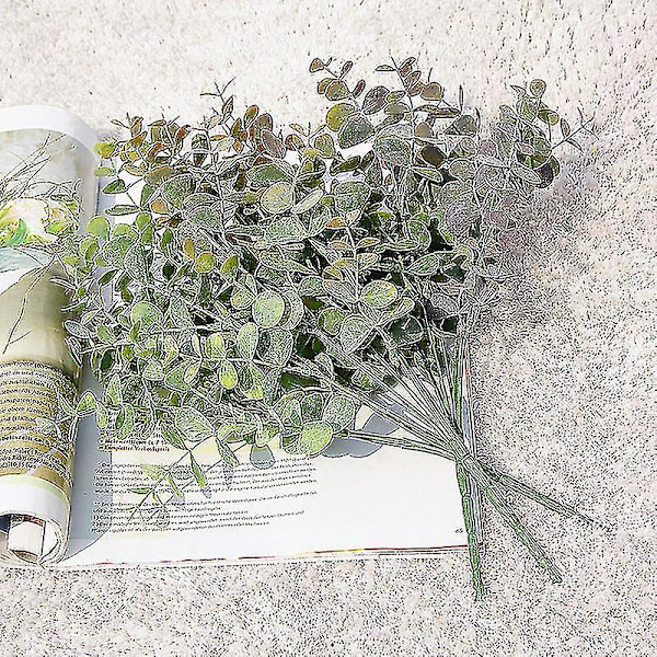 Ghyt 3 stk. Kunstige Plastplanter Blade Grøn Eucalyptus Gren Til Have Vase Hjem