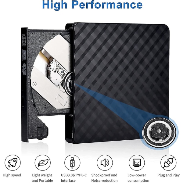 Ekstern Optisk Drev med Firkantet Mønster USB3.0 DVD-Optager Ekstern Notebook Mobil Optisk Drev Ekstern Optager
