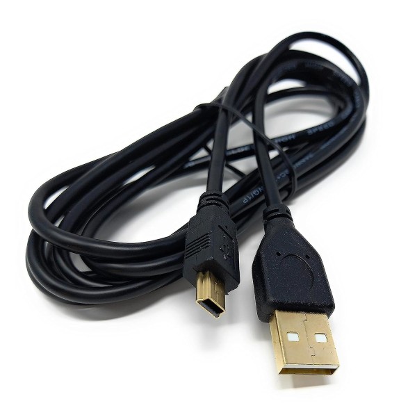 2m, Mini USB til USB 24AWG 2.0 Hi-Speed 2.0 A-han til Mini-B 5-polet kabel Strøm & Data ledning (6,5ft, Sort Guld stik)