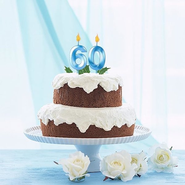 Siniset 100. syntymäpäiväkynttilät kakkuihin ja muffinsseihin, numero 100 kynttiläkakun koristeeksi juhliin, vuosipäivään, häihin ja muihin juhliin