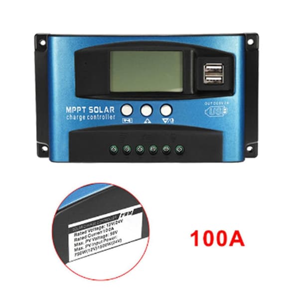 100a Mppt Solcelle Laderegulator Dobbelt Usb Lcd Display 12v 24v Auto Solcellepanel Oplader Regula