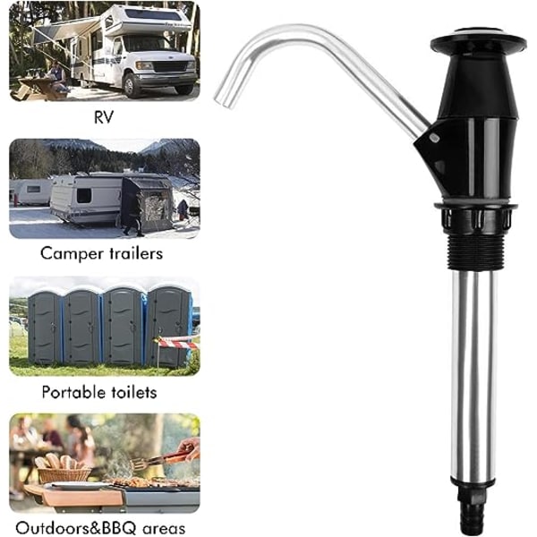 Vandflaske Pumpe, Håndtryk Drikkefontæne Trykpumpe Trailer Autocamper Udskiftning Campingvogn Vask Dispenser (Sort)