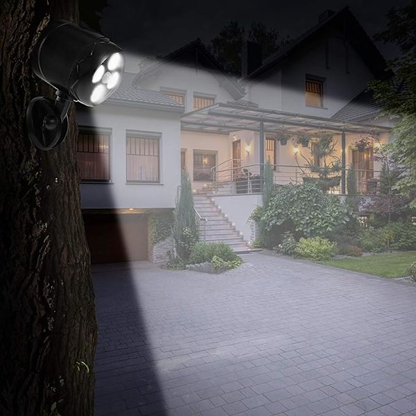 Akkukäyttöinen ulkoliikeanturivalo 600 lumenia Langaton LED-turvavalonheitin Erittäin kirkas Vedenpitävä seinävalaisin Autotalleille, puutarhaan, Y