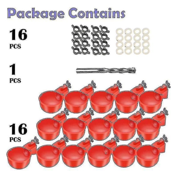 16 Pack Automatisk Kyckling Vattenkopp  S Fjäderfä Vattenkoppar Fjäderfä Vatten Matare Kyckling Vatten  S Wit