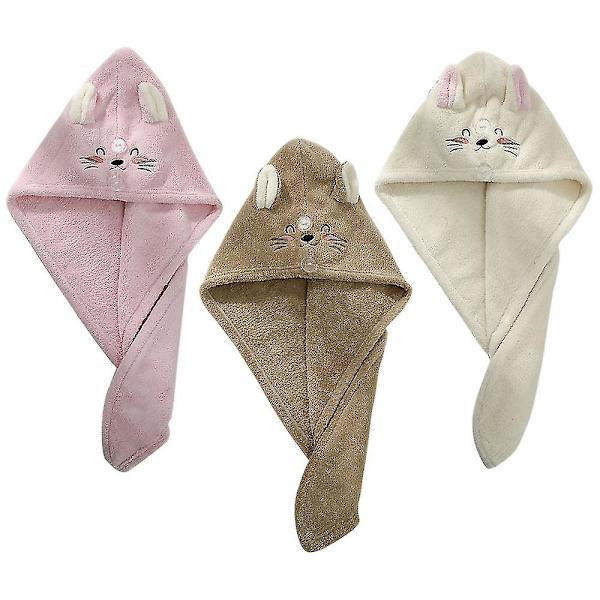 Roliga Katt Hår Torkhanddukar, 3 Pack Mikrofiber Hårhandduk Wrap För Kvinnor Flickor Kattälskare