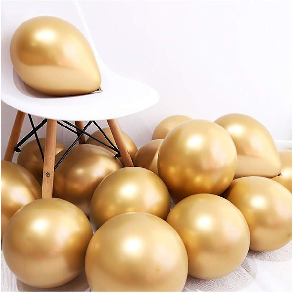 Metalliska Ballonger - Kromglänsande Latex Tjocka Färgballonger (50 st, Guld)