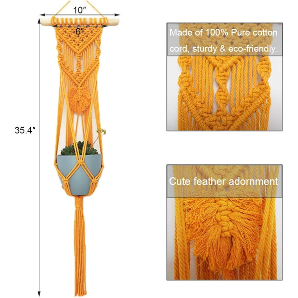 Macrame planteophæng vægophæng 2 stk. sæt