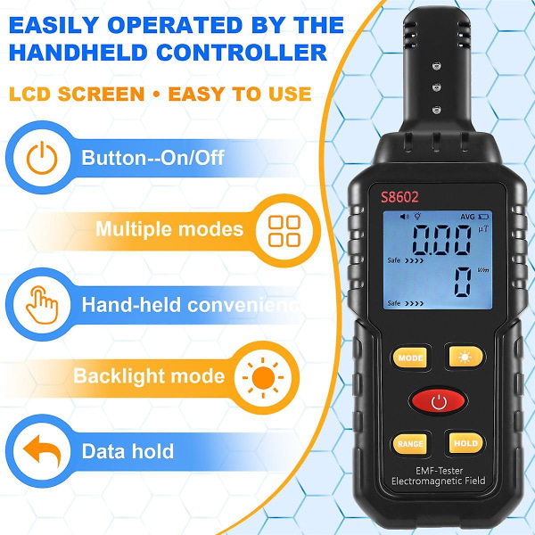 3-i-1 stråldosimeterräknare Geiger EMF-mätare Automatiskt larm Realtidsmätning Strålningsdetektortestare