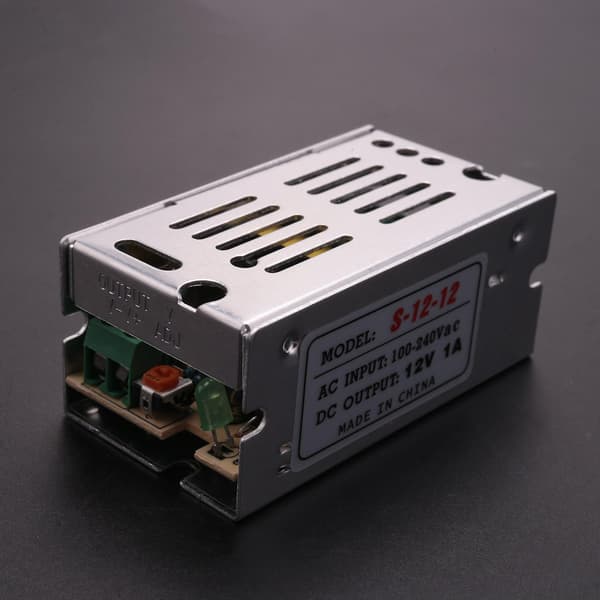 Spenningstransformator strømforsyning AC 110/220v til DC 12v 1a sølv