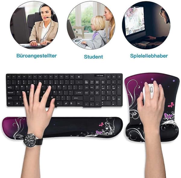 Musematte med håndleddstøtte Ergonomisk håndleddstøttesett for tastatur håndleddstøtte
