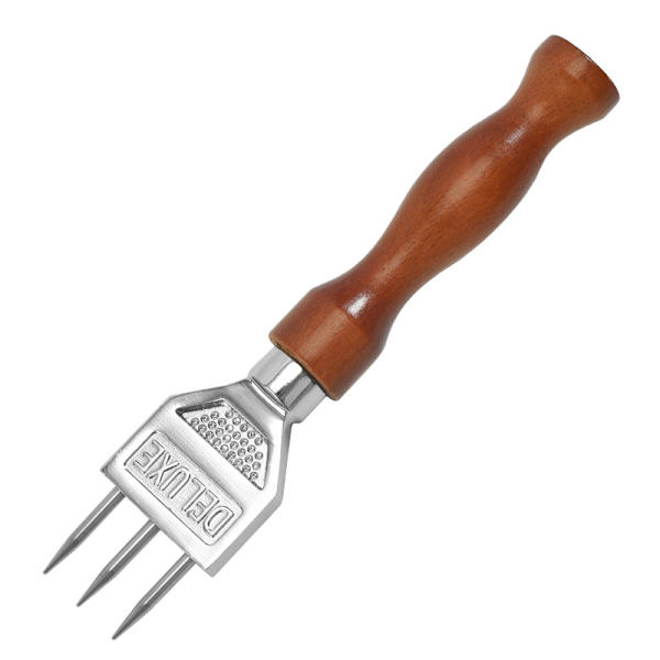 Ishacka, 3-bladig med trähandtag, halkfritt, för att krossa is, ishacka, verktyg för bartillbehör, restaurang/krog, längd 18,3 cm