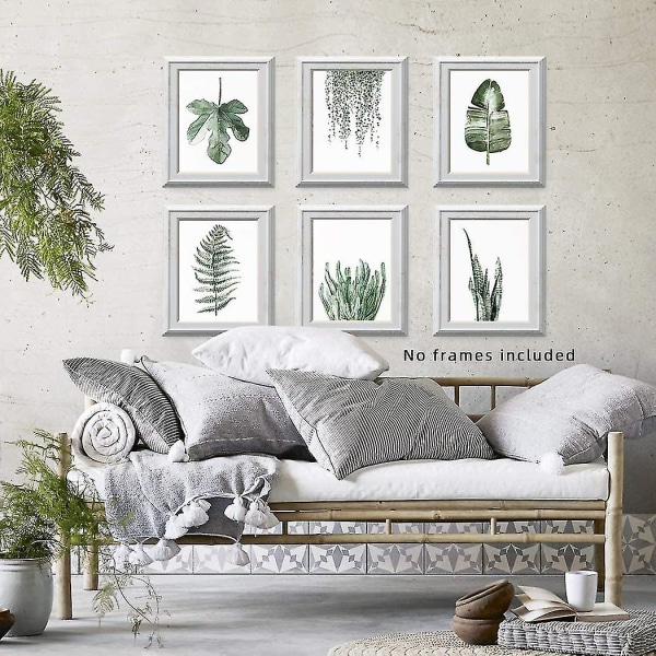 Växttryck Posters, Set om 6, 8x10 Tryck Oinramade, Växtblad Konst Dekoration för Vardagsrum