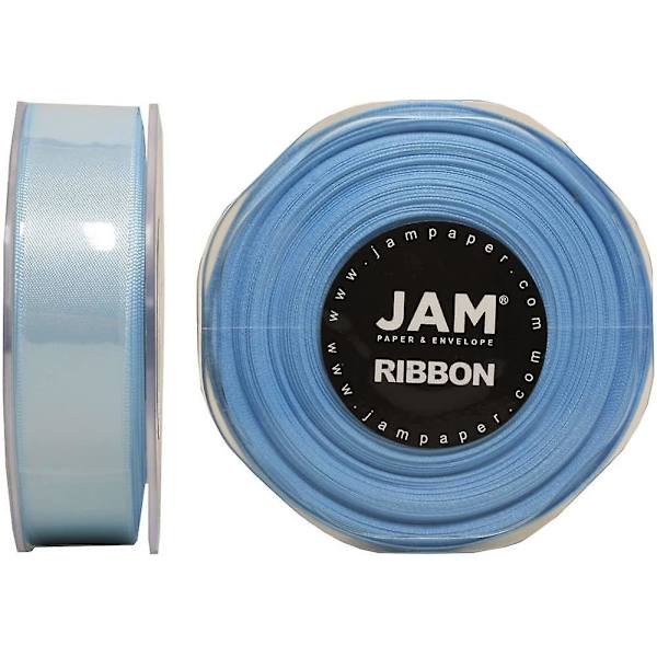 Jam Paper Dubbelsidigt Satängband - 7/8 Tum Bredd X 25 Yard - Ljusblå - Säljs Individuellt