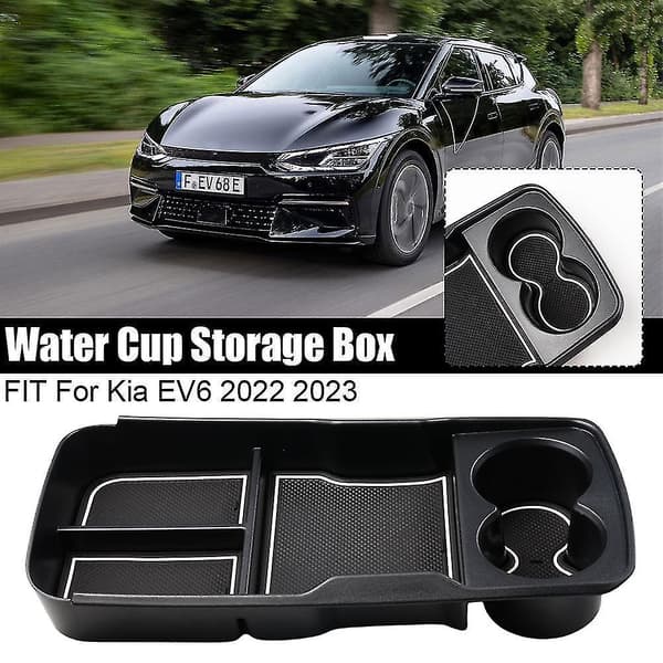 Til Kia Ev6 2022-23 Abs Sort Interiør Armlæn Konsol Central Opbevaring
