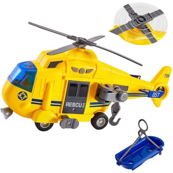 Räddningshelikopterleksak med ljus och ljud Push And Go-bilar pedagogiska leksaker