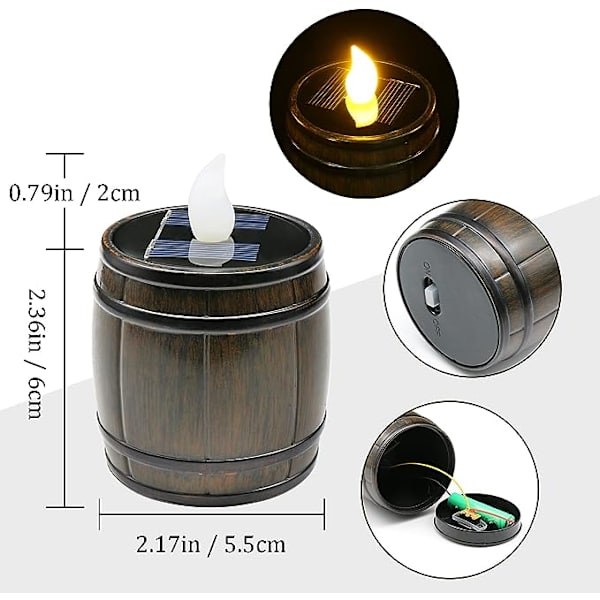 Solcellsdrivna Ljus Utomhus Vattentäta, 6 Pack Återanvändbara Flimmer LED Votivljus med Skymning till Gryning Sensor för Lykta Trädgård Patio Camping Fest Hem