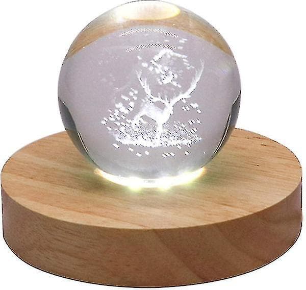 LED Rund Lasergraverad Kristallvisningsbas Belysning Monokromatisk Dämpning USB 8*2cm