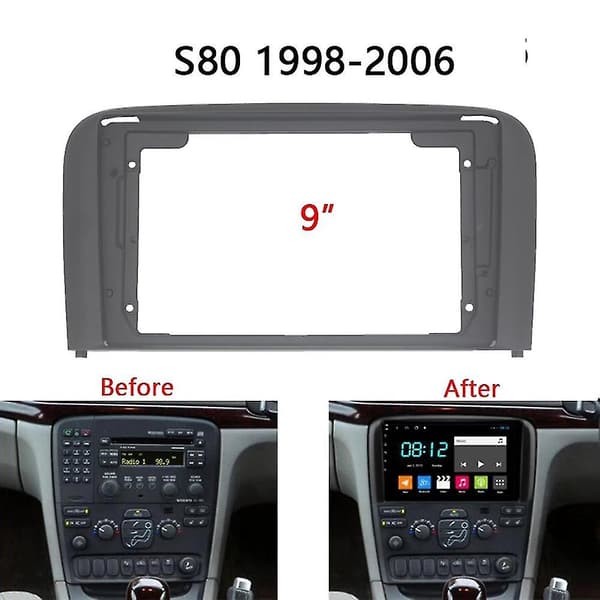 2din bilradiofascia for S80 1998-2006 Dvd rammeplate adapter montering dash inat B