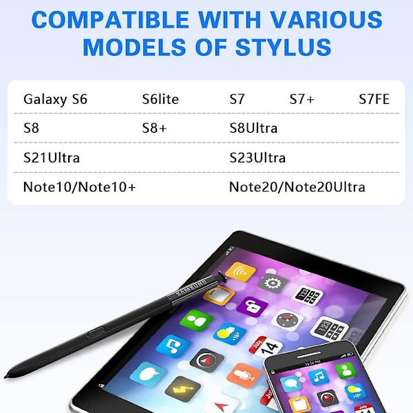 Flintronic S Pen-spetsar, 5 st ersättningsspetsar för Samsung Galaxy S6/s6lite/s7/s7+/s7fe/s8/s8+/s8ultra/s21ultra/s22ultra/s23ul