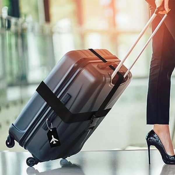 4-paks bagageremmesæt Justerbare kuffertbælter Silikone-bagagemærker Rejsekuffertmærker med navne-id-kort til rejsetilbehør til bagagekuffert