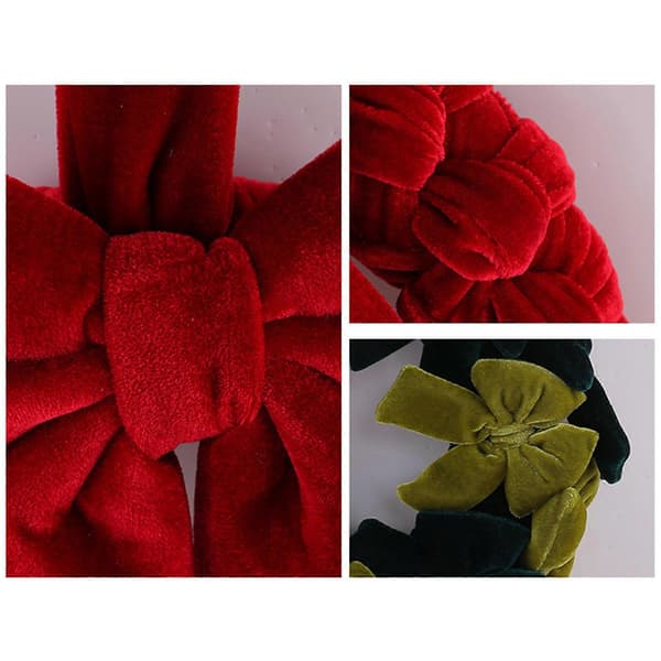 Fleece julekrans med flocking-detaljer til festlig vinduesudstilling stor rød large red