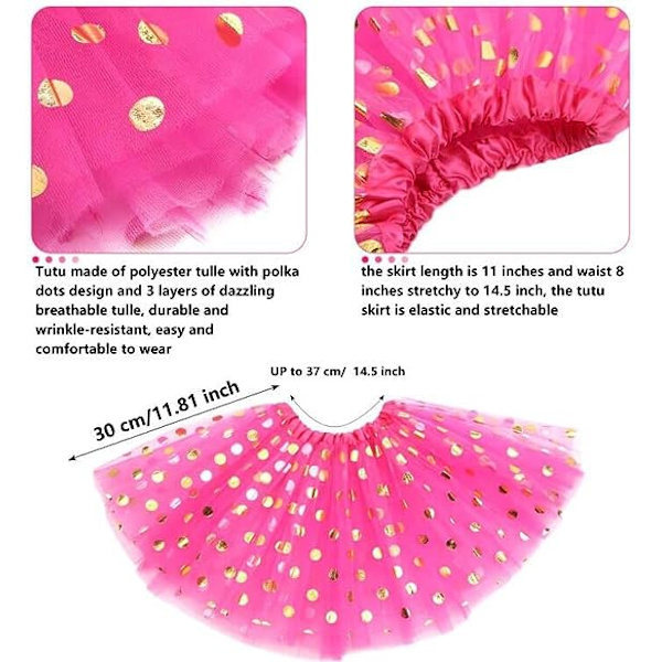 8 Pak Pige Tutu-Skørt 3 Lag Polka Dot Tutu Ballet Skørt Tulle Boble Skørt til Pige Småbørn Klæd Ud Fødselsdagsfest Forår Påske Kostume