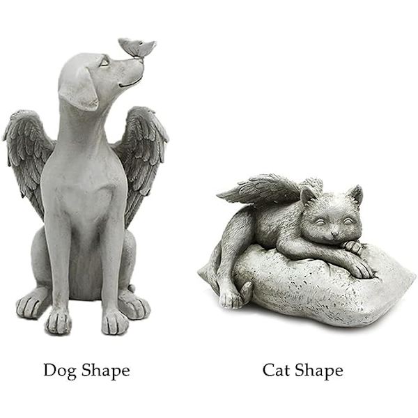 Katte- og Hunde-Engle Gravstedsmarkør, Hunde-Engle Dyreminde Gravstedsmarkør Tributstatue, Ornament Dyreminde Dyrehave Statue til Udendørs Have Skrivebord