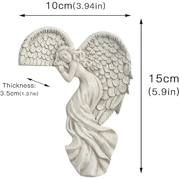 Dörrkarm Ängelvingar Skulptur - Ängel i ditt hörn, 3D Kreativ Staty Hem Konst Väggdekoration Harts Figurer Prydnader för Utomhus Trädgård Livi