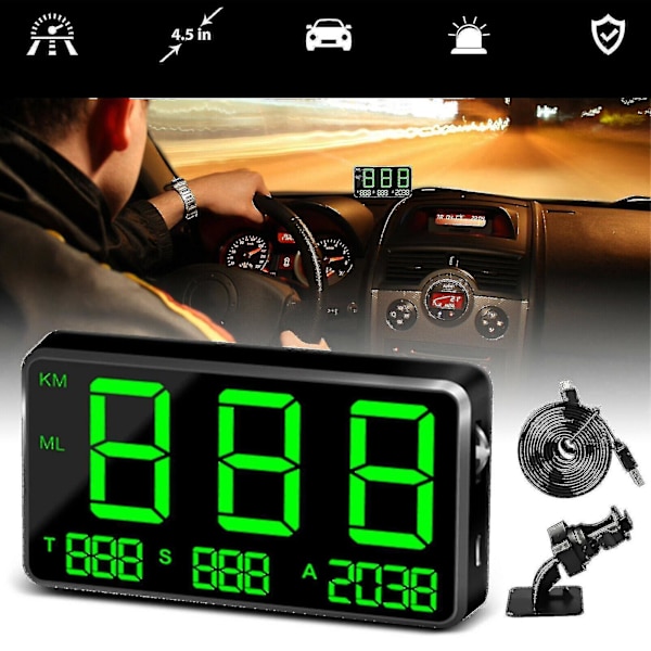 Bil GPS Hastighetsmätare Head Up Display Överskridande Hastighet Mph/km/h Varningslarm