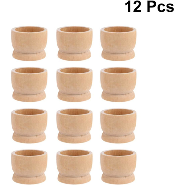 12 st Trääggkoppshållare DIY Blanka Oavslutade Trääggställ Tidig Utbildning Förskoleleksaker för Barn Hantverk Påsk Födelsedag Baby Shower Party Su