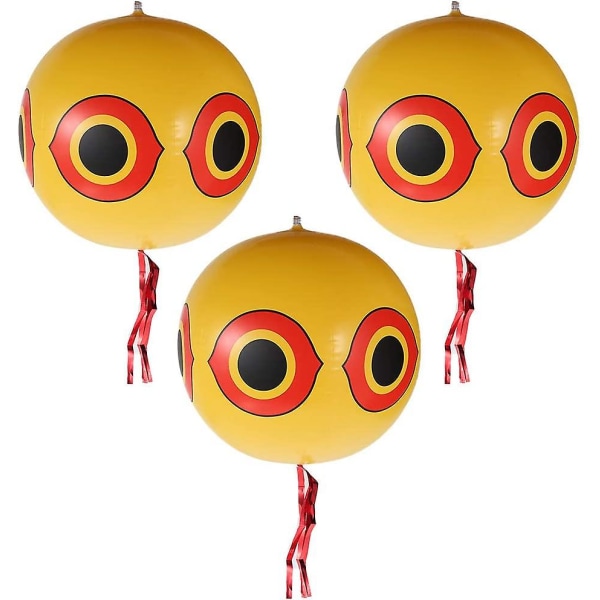 3 stk Fugleavvisende ballong 34 cm, Fugleavvisende ballonger, Fugleskremmerballong med oppblåsbare øyne
