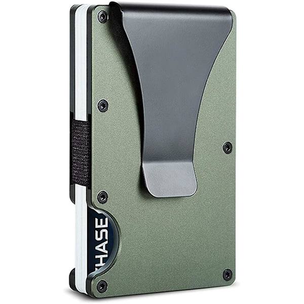 Minimalistisk plånbok i metall med penselklämma - Slim aluminium kreditkortshållare Rfid-blockerare fram