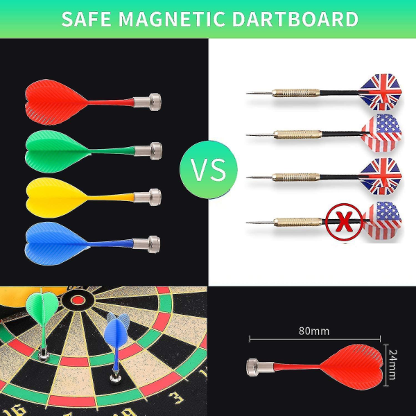 Magnetisk dartbrett innendørs utendørs dartspill barn med 12 stk magnetiske dart sikkerhetslekespill Z66418