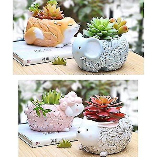Dyre Sukkulent Pot Mini Resin Dyreplante Pot Elskelig Tegneserie Sukkulent Planter Desktop Blomsterpot Fe Have Hjem Have Deko