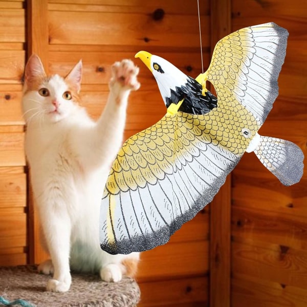 Bird Interactive Cat Toy,Elektrisk hengende Flying Bird Interactive Elektrisk Roterende Sommerfugl og Fugleleke for Pet Cat Leketøy (Brun)