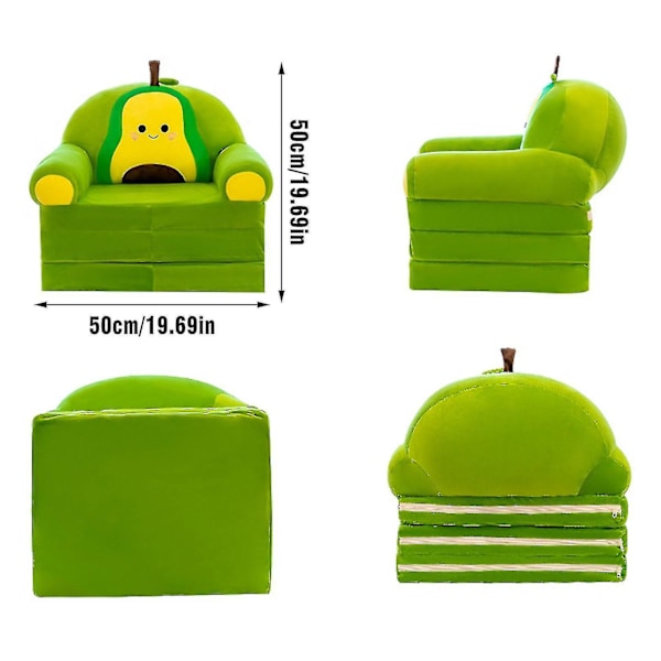 Sammenklappelig børnesofa, plysset småbørnsstol, behagelig doven sofa til børn i alderen 1-3