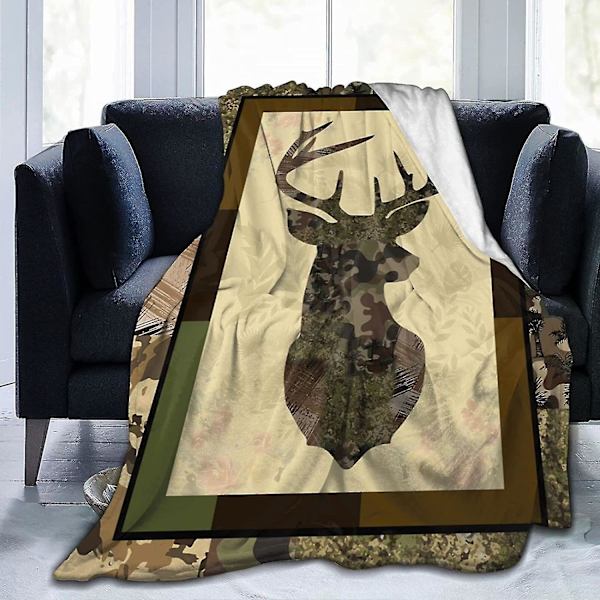 Hjort Kamouflage Kastfilt Mysig Plysch Camo Jakt Flanell Fleece Ultra Mjuk Filt Unisex Lätt Fuzzy Party Filt Gåvor För Vuxna Män