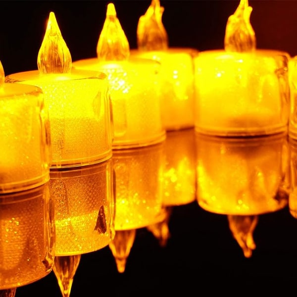 Flammeløse LED-telys Batteridrevne uparfymerte LED-telys, falske lys, telys (varmhvite)