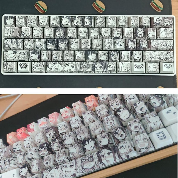 Pbt 71-näppäimen Ahegao-näppäin Dye Sublimation Oem-profiili Japanilainen Anime-näppäin Cherry Gateron Kailh -kytkimelle Gk61 Gk64 Mekaaninen näppäimistö