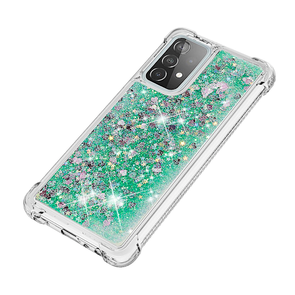 Yhteensopiva Samsung Galaxy A52 5g/4g -kotelo Glitter Liquid Transparent Sparkly Shiny Bling Crystal Clear Flowing Quicksand Cover Tpu Silicone - Vihreä