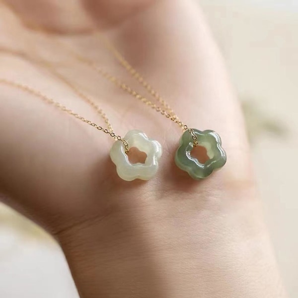 Naturliga Jade hänge halsband modesmycken enkla krage ben halsband