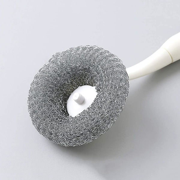 Wire Dish Brush Stainless Steel Scourer Scrub Pad With Long Handle Cleaning Brush Stainless Steel Wire Scrubbers For Scouring Clea