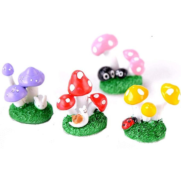 4 stk. Fe Havesvamp Figuriner Miniature Svampe Fe Havesvamp Hus Mikro Landskab Have Dekoration Dukkehus Hjem Indretning Plante Blomsterkrukker O