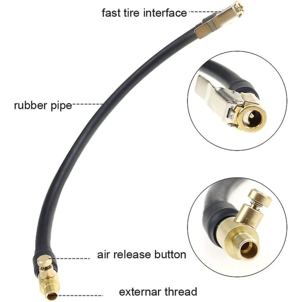 Ventilforlengelsessett 30 cm Oppblåsbar pumpe slange med 1 bilventil adapter for bil sykkel motorsykkel