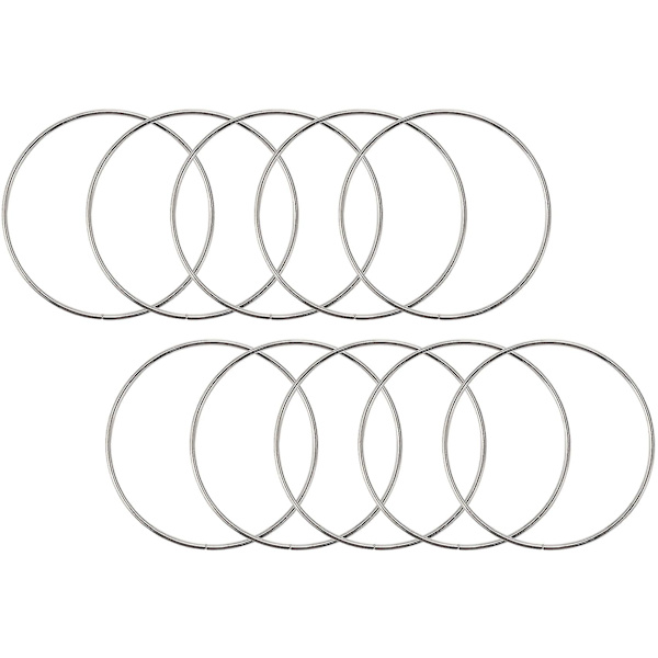 10-pack 4-tums silverfärgade metallringar för drömfångare, macramé, växtupphängningar och andra pysselprojekt