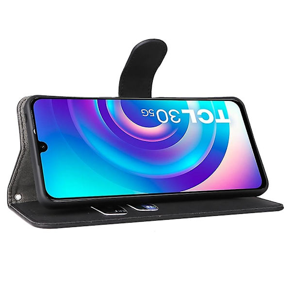 För TCL 30 5G/30+ 5G Skin-touch Feeling Plånboksfodral Justerbart Stativ Folio Flip Cover