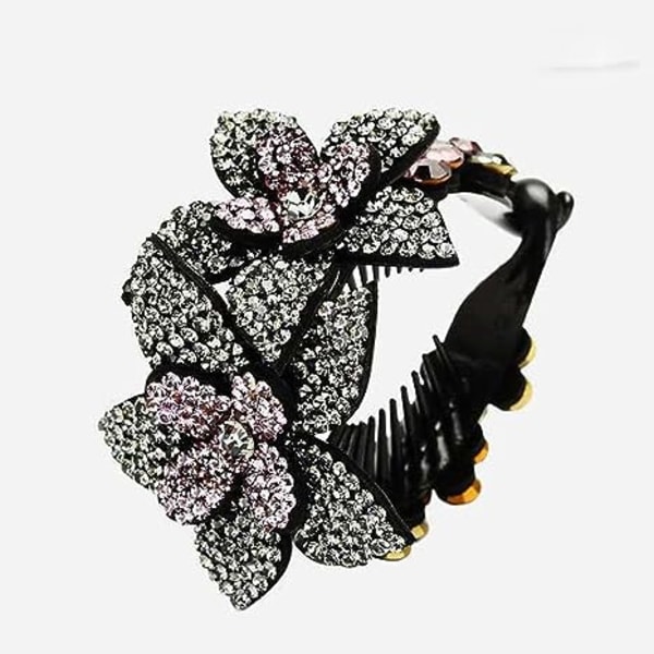 Rhinestone Blomster Hårklemme Ponytail Holder Kvinder Hårspænde Haj Klip Krabbe Klip Styling Hovedbeklædning Til Mor (grå)